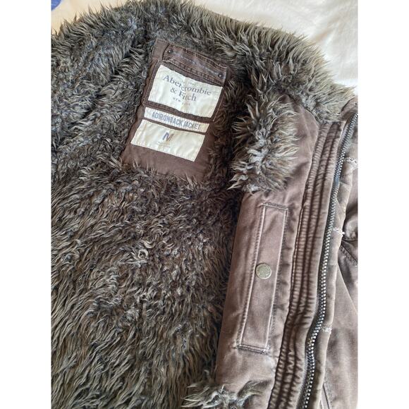 Abercrombie & fitch Adirondack jacket mens medium brown heavy faux fur lined y2k - Picture 4 of 11